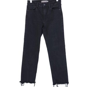 Just USA Jeans Womens 6 Black Charcoal Wash Mid Rise Straight Fringe Crop 28x26